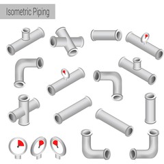 Vector 3d flat isometric illustration collection of detailed Construction Pieces