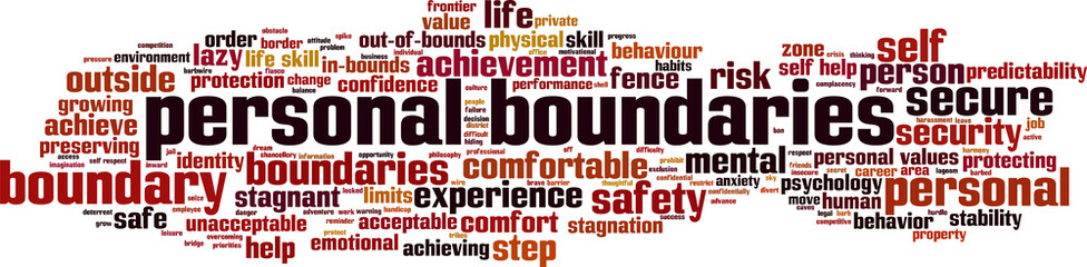 Personal boundaries word cloud concept. Vector illustration