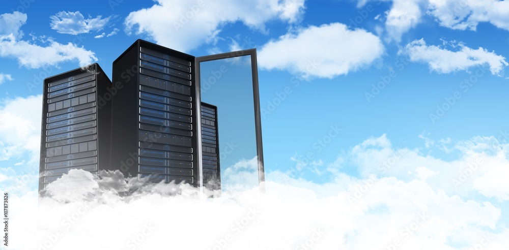 Poster composite image of server tower
