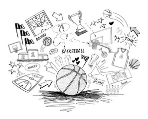 Fototapeta premium Basketball doodles-hand drawing