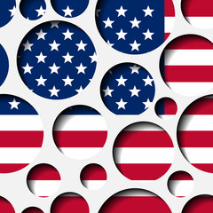 Texture - paper cut circles. USA flag.