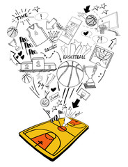 Obraz premium Basketball doodles-hand drawing