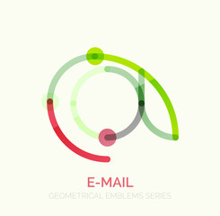 Vector email business symbol, or at sign logo. Linear minimalistic flat icon design