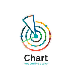 Thin line chart logo design. Graph icon modern colorful flat style