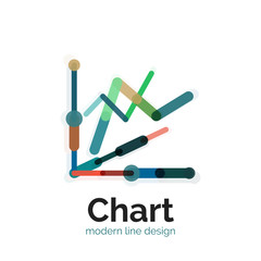 Thin line chart logo design. Graph icon modern colorful flat style