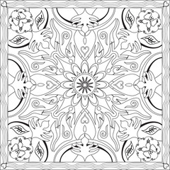 Obraz premium Page Coloriage pour Adultes Livre Design Motif Mandala Fleur Vecteur Illustration