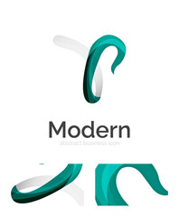 Naklejka premium Abstract 3d swirl ribbon logo template with business card corporate identity design