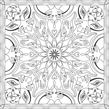 Page Coloriage pour Adultes Livre Design Motif Mandala Fleur Vecteur Illustration