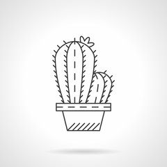 Pot cactus flat line vector icon
