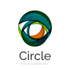 Circle logo. Transparent overlapping swirl shapes. Modern clean business icon