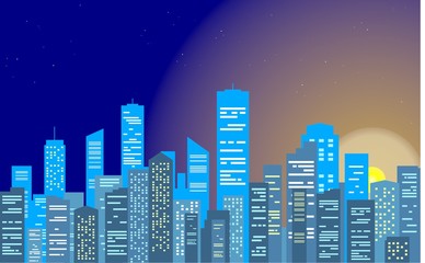 Vector city silhouette. City morning illustration.