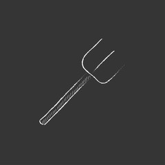 Pitchfork. Drawn in chalk icon.