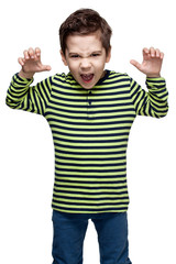 Fototapeta premium Children. Expressions. little boy intimidating somebody