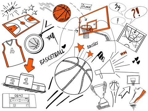 Basketball doodles-hand drawing