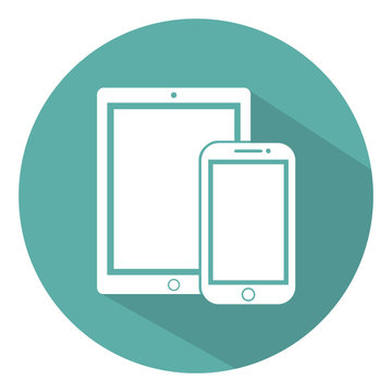 phone, tablet icons flat style on a green background, vector illustration stylish
