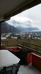 Mountains viewed from balcony in Liechtenstein