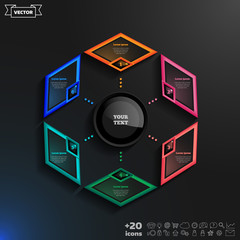 Vector infographics design with colorful rhombs.