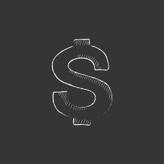 Dollar symbol. Drawn in chalk icon.