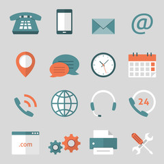 Contact us flat icons
