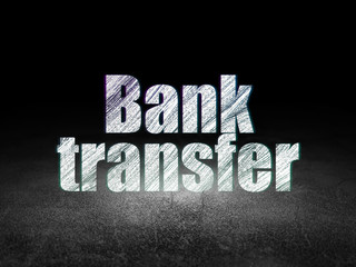 Naklejka premium Currency concept: Bank Transfer in grunge dark room
