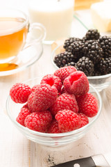 blackberries and blueberries at the breakfast
