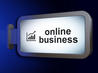 Business concept: Online Business and Growth Graph on billboard background