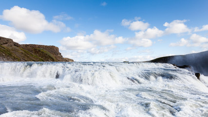 Gullfoss Waterfall.  A close up view of Gullfoss (Golden Falls) waterfall in Iceland.