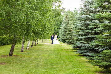 Fototapeta premium Bride and groom on their wedding day