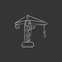 Construction crane. Drawn in chalk icon.