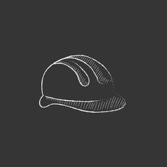 Hard hat. Drawn in chalk icon.