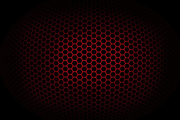 Background with red spherical octagonal grid - obrazy, fototapety, plakaty