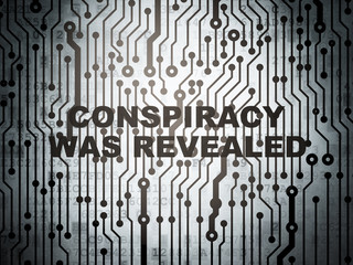 Political concept: circuit board with Conspiracy Was Revealed