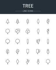 vector tree icons  line style