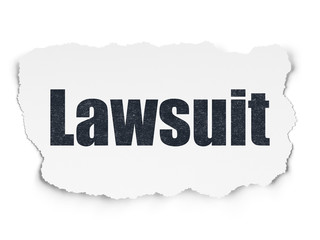 Law concept: Lawsuit on Torn Paper background