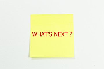 what is next written on yellow sticky notes. isolated on white
