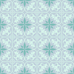 Abstract light green seamless ornate vector pattern.