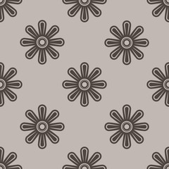 Abstract seamless beige and brown flower wallpaper vector patter