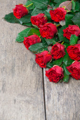 red roses on wooden board, Valentines Day background