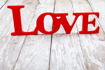 Wooden letters forming word LOVE