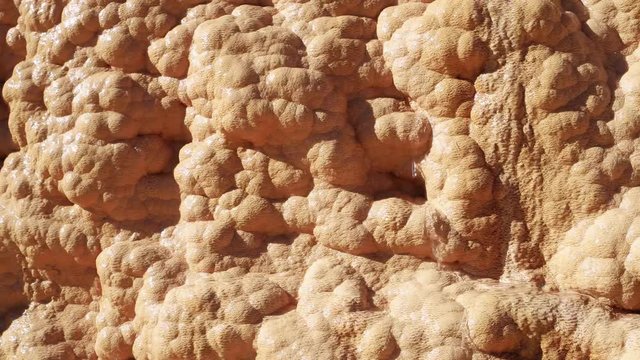 Travertine deposits in Georgia. Close up UHD