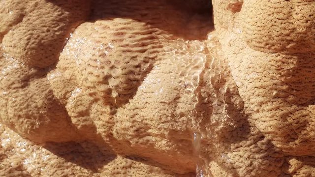Travertine deposits in Georgia. Extreme close up UHD