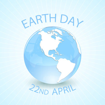 Earth day and globe on blue background