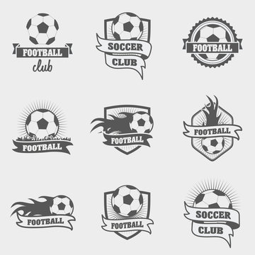 set of football or soccer labels, badges and logos. vector illustration