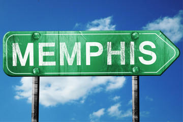memphis road sign , worn and damaged look