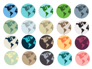 Obraz premium Planet Earth. Set of Earth globe icons isolated.