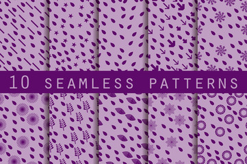 Set of seamless patterns with drops. The pattern for wallpaper, tiles, fabrics and designs. Vector.