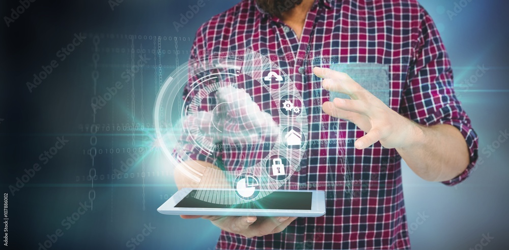 Poster composite image of mid section of man gesturing while