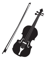 Fototapeta na wymiar Silhouette noire de violon avec archet