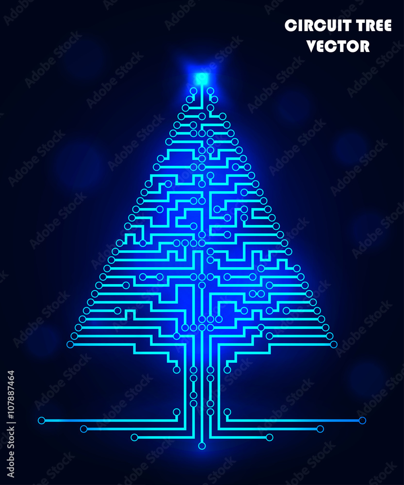 Poster computer circuit scheme tree. technology icon. network concept. light, shine. vector illustration.