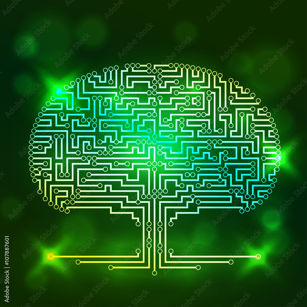 Poster computer circuit scheme tree. technology icon. network concept. light, shine. vector illustration.